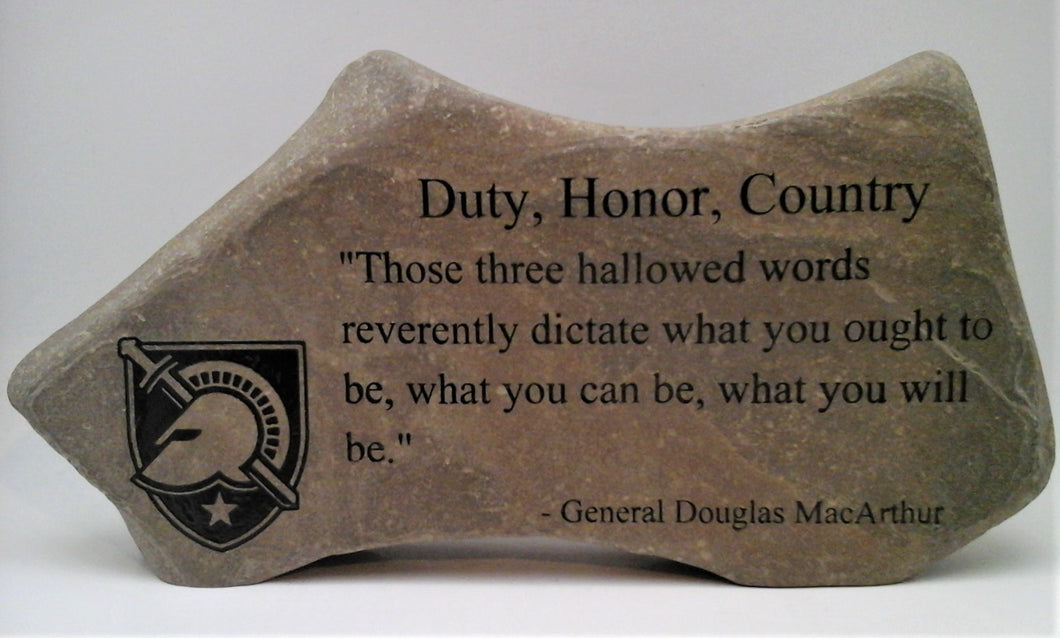 Duty, Honor, Country - Engraved Rock