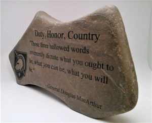 Duty, Honor, Country - Engraved Rock