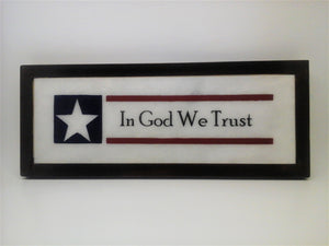 In God We Trust - Framed engraved marble piece.  Part of the patroitic Star and Stripes Collection.