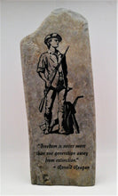 Load image into Gallery viewer, Minuteman Rock Engraved with Ronald Reagan Generational Freedom Quote