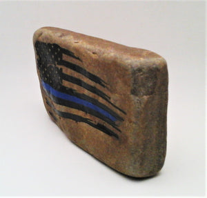 Thin Blue Line Engraved Rock