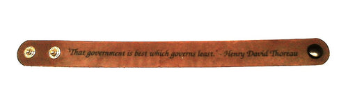 Engraved Leather Wristband - Henry David Thoreau Quote