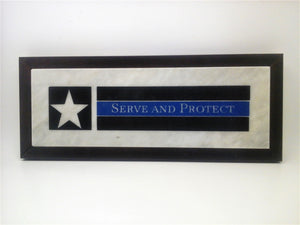 Marble engraved with Serve and Protect to honor our law enforcement, police  and First Responders.